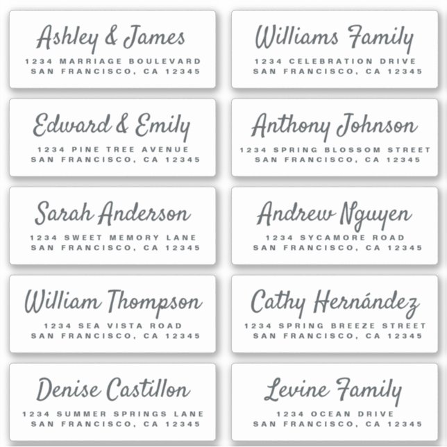 Chic Calligraphy Wedding Guest Address Labels (Vorderseite)
