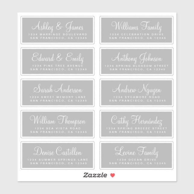 Chic Calligraphy Wedding Guest Address Labels (Blatt)