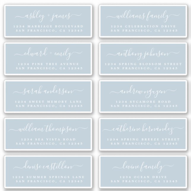 Chic Calligraphy Wedding Guest Address Labels (Vorderseite)