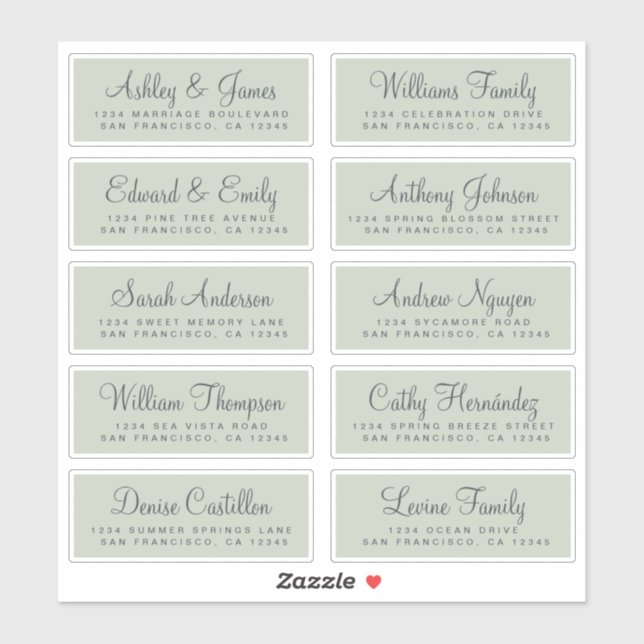 Chic Calligraphy Wedding Guest Address Labels (Blatt)