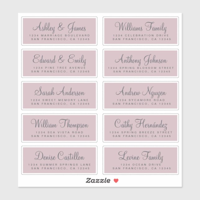 Chic Calligraphy Wedding Guest Address Labels (Blatt)