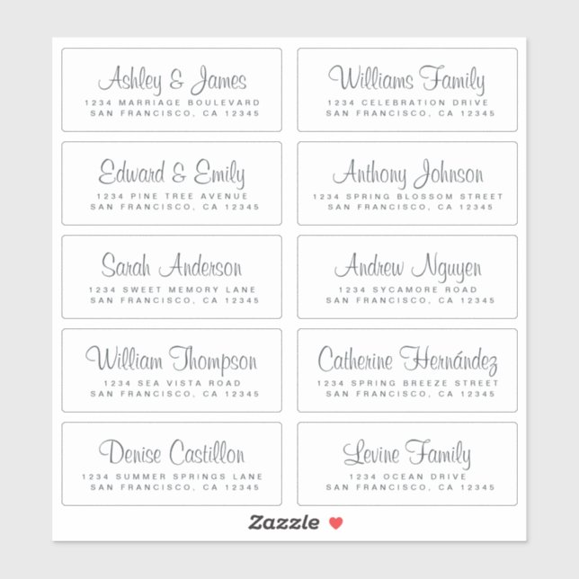 Chic Calligraphy Wedding Guest Address Labels (Blatt)