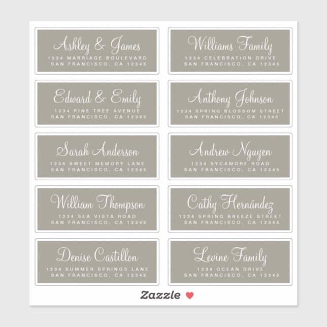 Chic Calligraphy Wedding Guest Address Labels (Blatt)