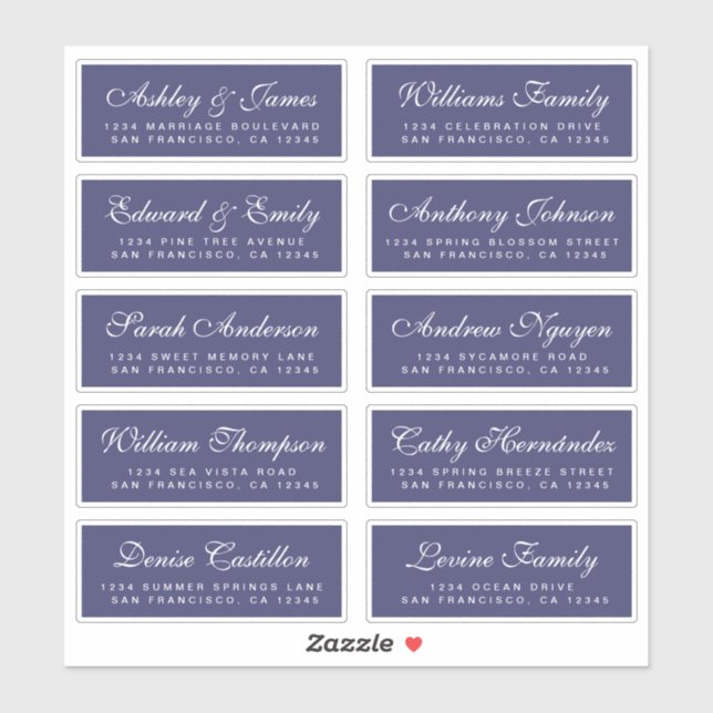 Chic Calligraphy Wedding Guest Address Labels (Blatt)