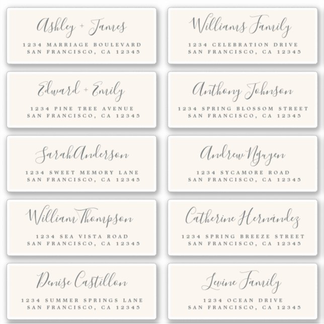 Chic Calligraphy Wedding Guest Address Labels (Vorderseite)