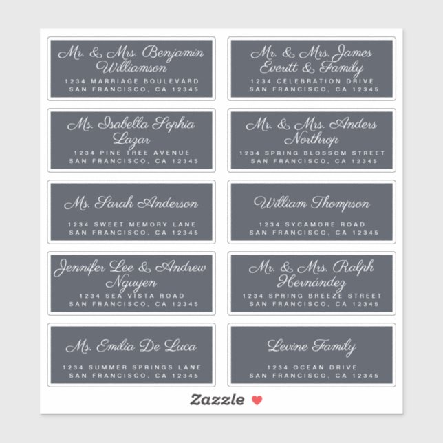 Chic Calligraphy Wedding Guest Address Labels (Blatt)
