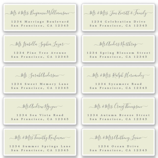 Chic Calligraphy Wedding Guest Address Labels (Vorderseite)