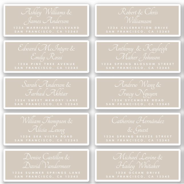 Chic Calligraphy Wedding Guest Address Labels (Vorderseite)
