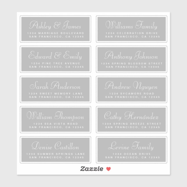 Chic Calligraphy Wedding Guest Address Labels (Blatt)