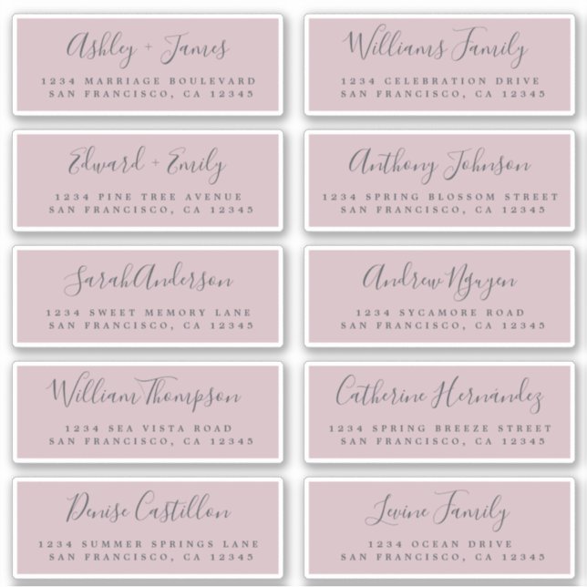 Chic Calligraphy Wedding Guest Address Labels (Vorderseite)