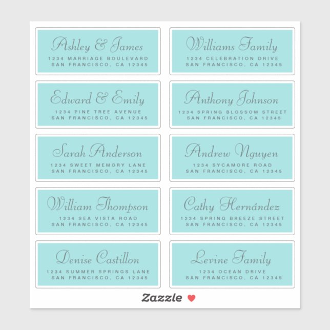 Chic Calligraphy Wedding Guest Address Labels (Blatt)