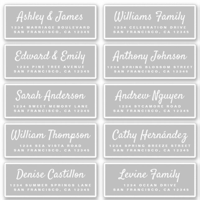 Chic Calligraphy Wedding Guest Address Labels (Vorderseite)