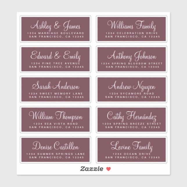 Chic Calligraphy Wedding Guest Address Labels (Blatt)