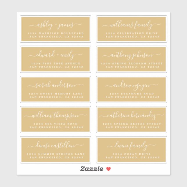 Chic Calligraphy Wedding Guest Address Labels (Blatt)