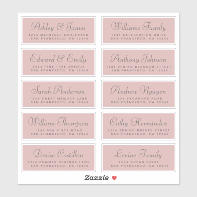 Chic Calligraphy Wedding Guest Address Labels (Blatt)