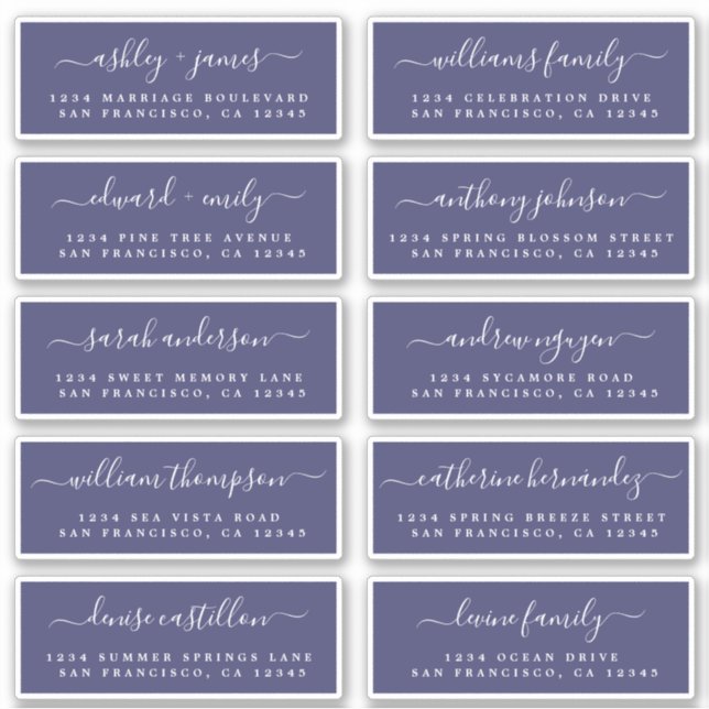 Chic Calligraphy Wedding Guest Address Labels (Vorderseite)