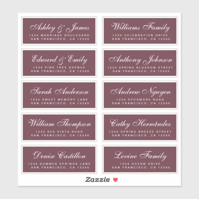 Chic Calligraphy Wedding Guest Address Labels (Blatt)
