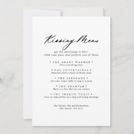 Chic Calligraphy Wedding Kissing Menu Game Card