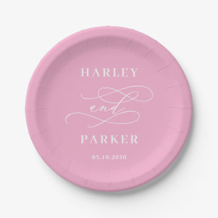 Chic Calligraphy Wedding Probe Verlobung Pappteller