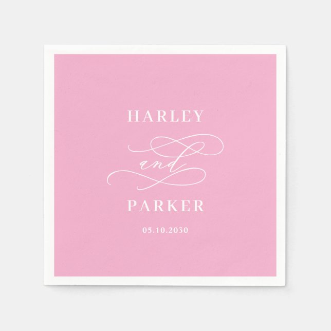 Chic Calligraphy Wedding Probe Verlobung Serviette (Vorderseite)