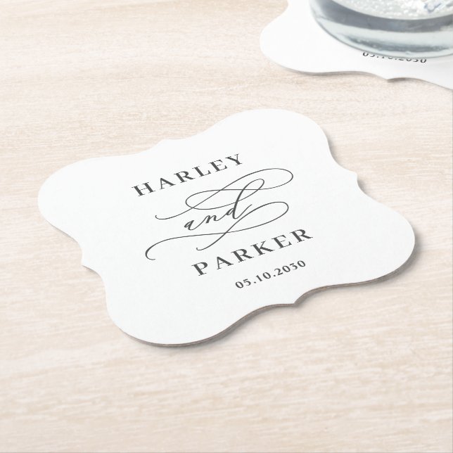 Chic Calligraphy Wedding Probe Verlobung Untersetzer (angewinkelt)