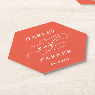 Chic Calligraphy Wedding Probe Verlobung Untersetzer