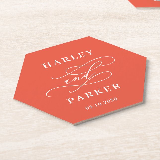 Chic Calligraphy Wedding Probe Verlobung Untersetzer (angewinkelt)