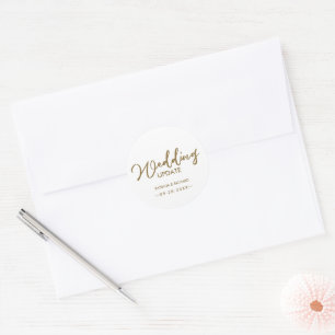 Chic Calligraphy Wedding Update Gold Runder Aufkleber