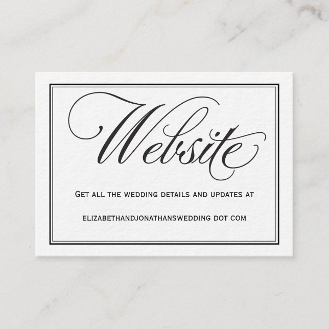 Chic Calligraphy Wedding Website Information Card Begleitkarte (Vorderseite)