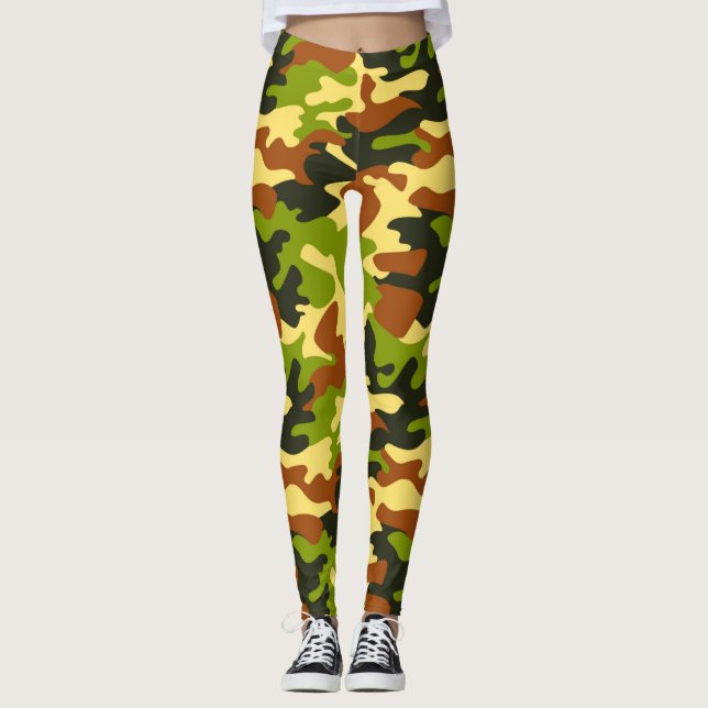 Chic Camouflage Khaki Pattern Leggings (Vorderseite)
