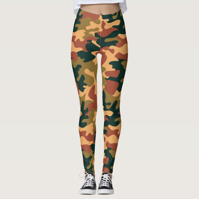 Chic Camouflage Khaki Pattern Leggings (Vorderseite)
