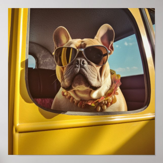 Chic Canine Elegance: Stilvolle französische Bulld Poster (Vorne)