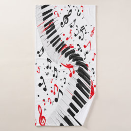 Chic Cascading Melodies Red White und Black Badehandtuch