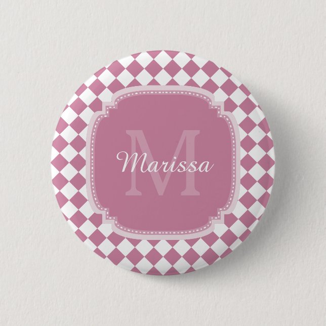 Chic Cashmere-Rose für mit Monogramm Namen überprü Button (Vorderseite)