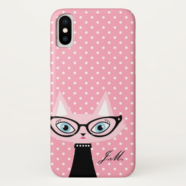 Chic Cat et Pois iPhone X Coque (Dos)