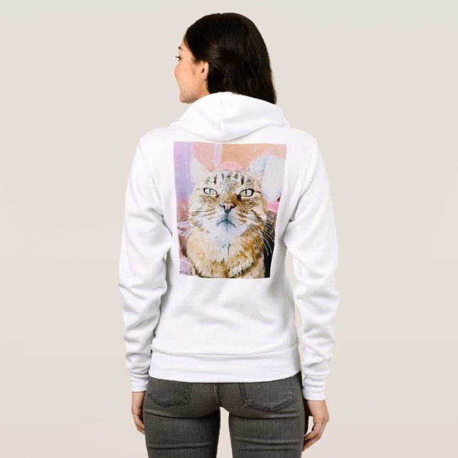 Chic Cat Full-Zip Hoodie - Felinischer Stil für un (Schwarz voll)