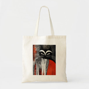 Chic Cat in Crimson: Bold Black, White und Red Tragetasche