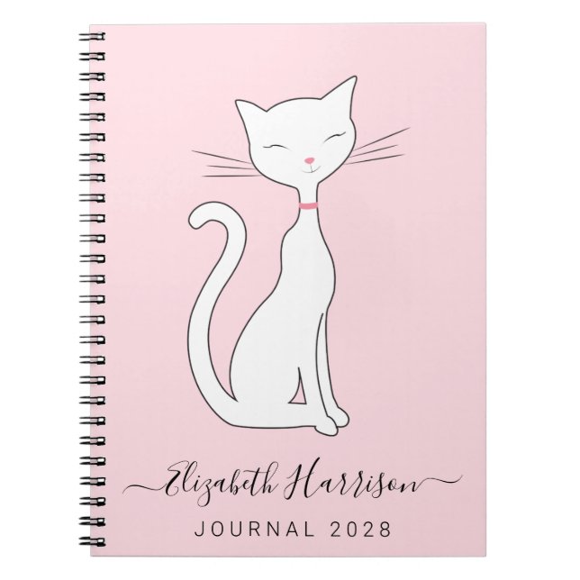 Chic Cat Pink Personalisiert Notizblock (Vorderseite)