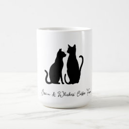 Chic Cat Silhouette Individuelle Name Schwarz & We Verwandlungstasse