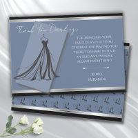 Chic Cerulean Blau Mode-Gala-Dankeskarten
