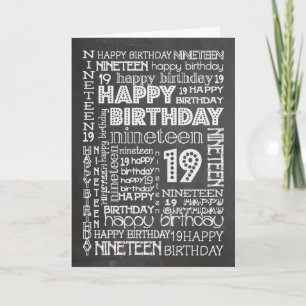 Chic Chalkboard alterspezifische 19. Geburtstagska Karte