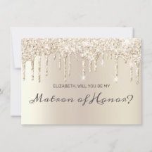 Chic Champagne Dripping Glitzer Matron of Honour
