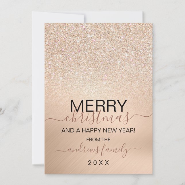 Chic Champagne Gold Glitzer Metallic Weihnachten (Vorderseite)