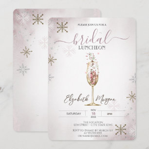 Chic Champagnerglas Schneeflocken Braut-Lunch  Einladung