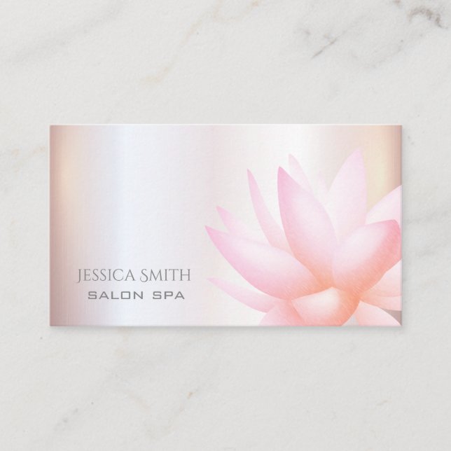 Chic charming Blassrosa Aquarelllotus Blume Visitenkarte (Vorderseite)
