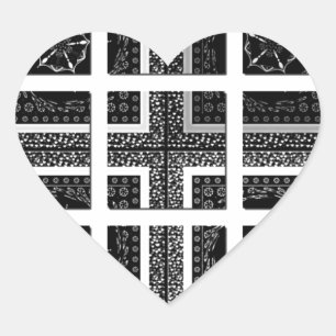 Chic Checkered Black, White & Red Graphics Design Herz-Aufkleber