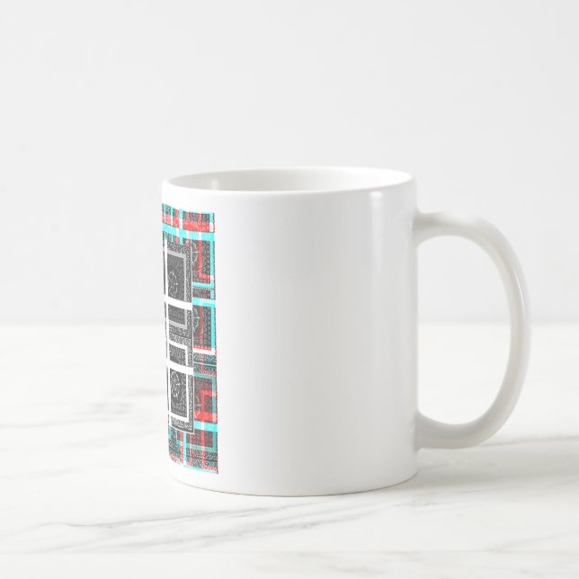 Chic Checkered Black, White & Red Graphics Design Kaffeetasse (Rechts)