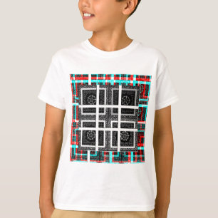 Chic Checkered Black, White & Red Graphics Design T-Shirt