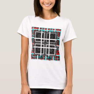 Chic Checkered Black, White & Red Graphics Design T-Shirt