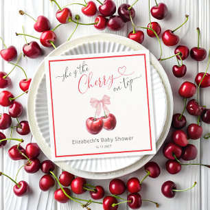 Chic Cherry auf Top Coquette Baby Dusche Serviette